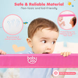 59 Inch Extra Long Folding Breathable Baby Children Toddlers Bed Rail Guard with Safety Strap-Pink