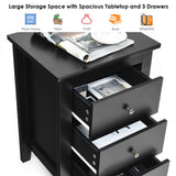 Modern Bedside Cabinet with 3 Drawers for Living Room and Bedroom-Black (Scratch and Dent)