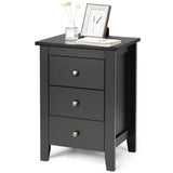 Modern Bedside Cabinet with 3 Drawers for Living Room and Bedroom-Black (Scratch and Dent)