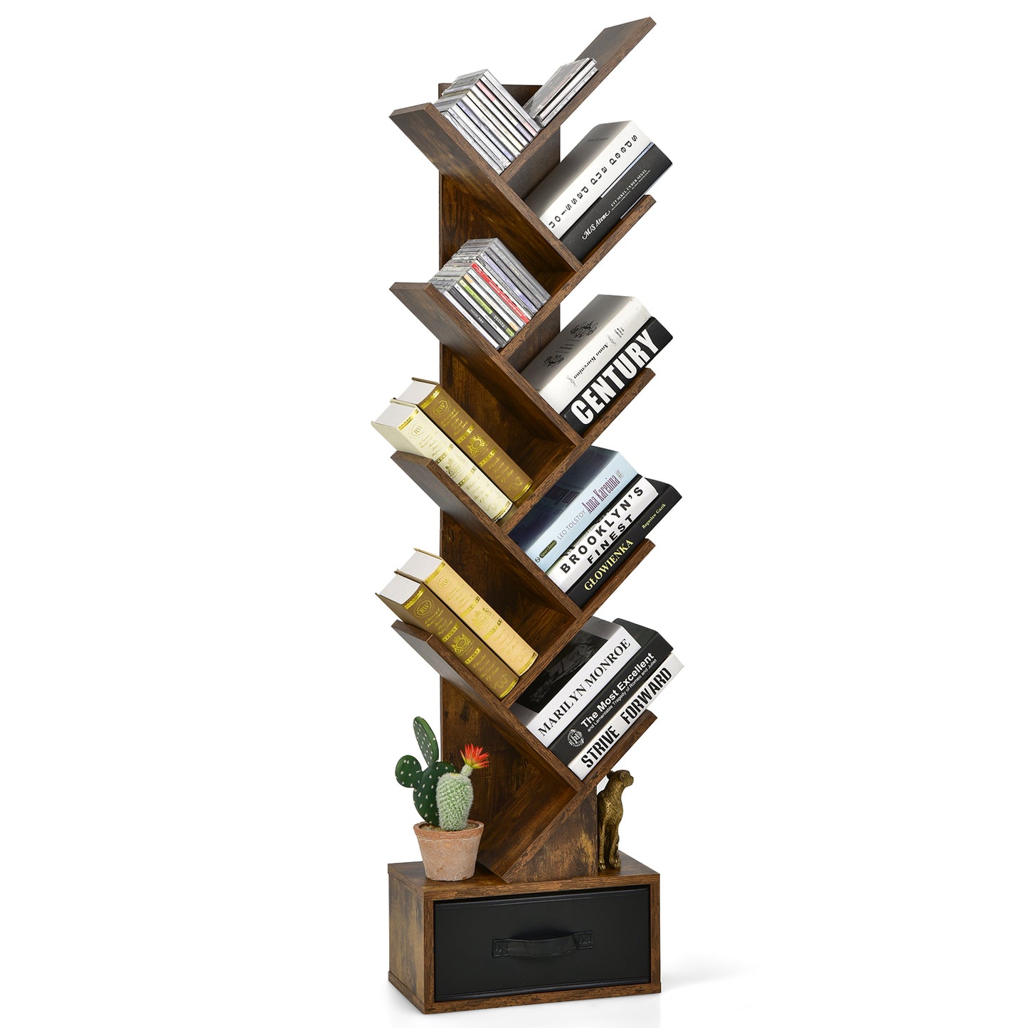 10-tier Tree Bookshelf with Drawer Free-standing Storage Bookcase*fully assembled*