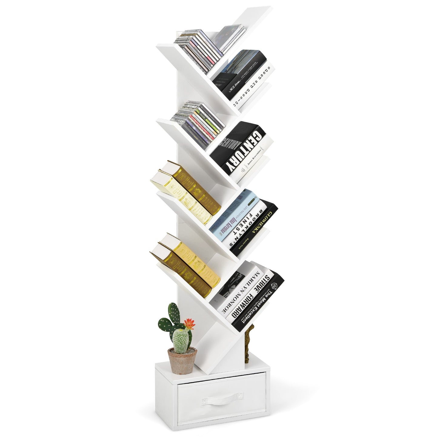 10-tier Tree Bookshelf with Drawer Free-standing Storage Bookcase*fully assembled*