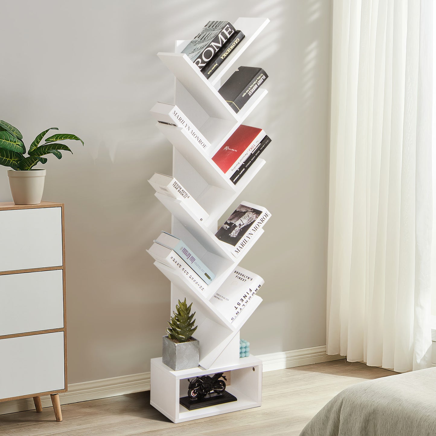 10-tier Tree Bookshelf with Drawer Free-standing Storage Bookcase*fully assembled*