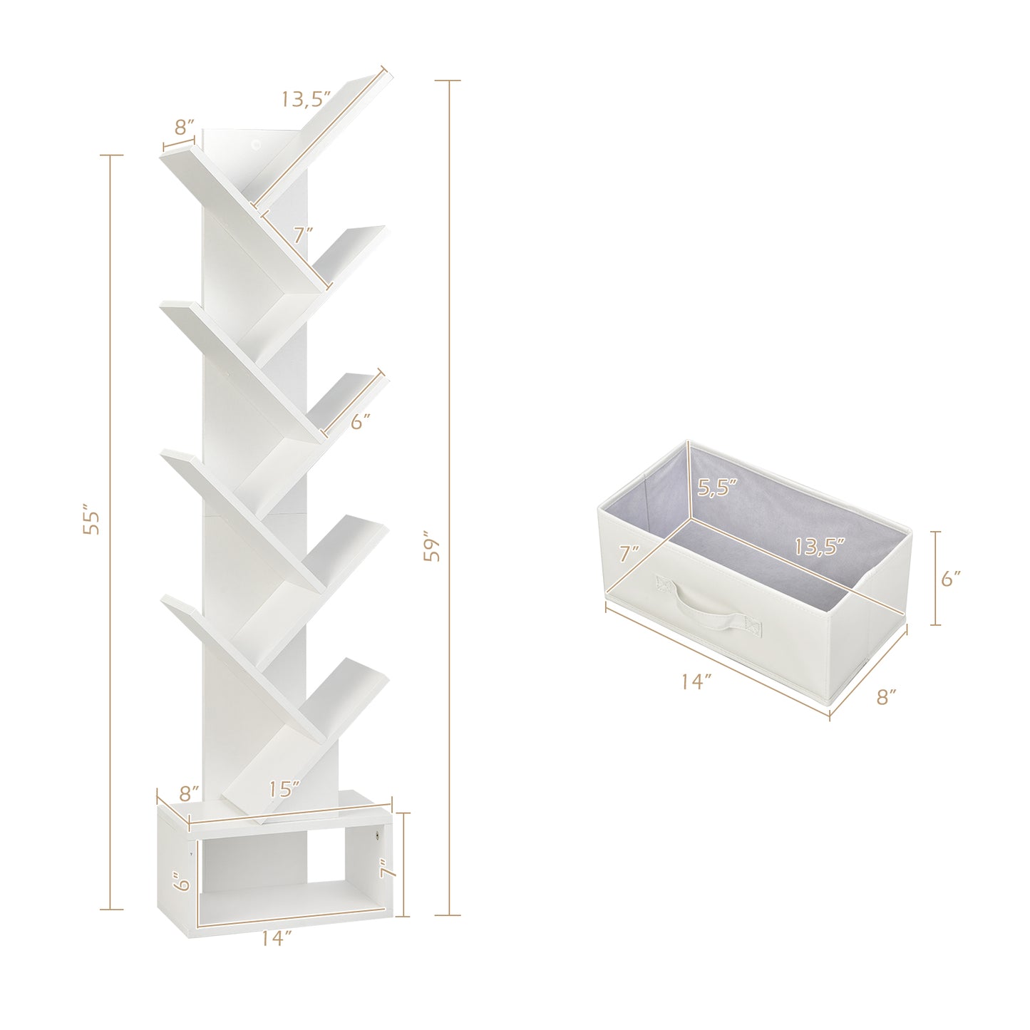 10-tier Tree Bookshelf with Drawer Free-standing Storage Bookcase*fully assembled*
