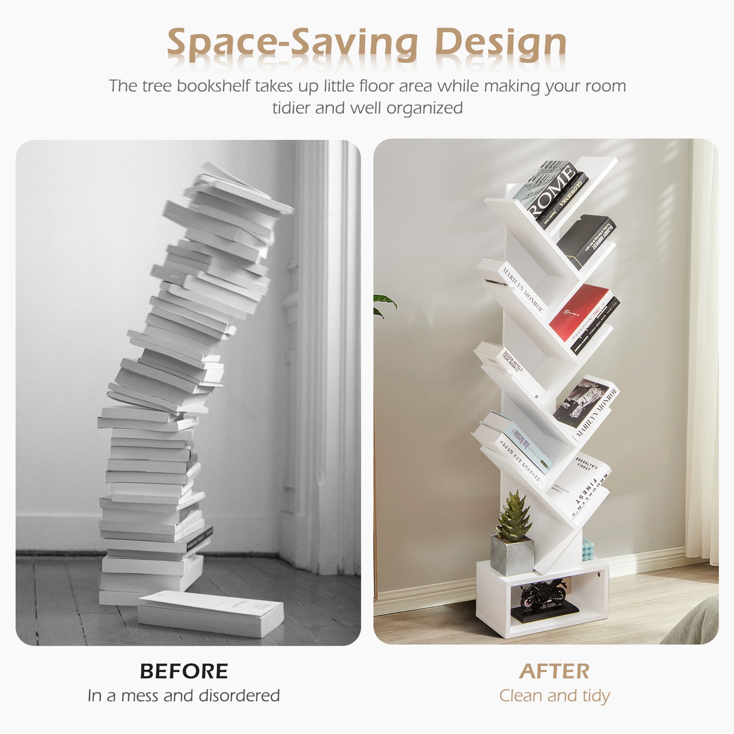 10-tier Tree Bookshelf with Drawer Free-standing Storage Bookcase*fully assembled*