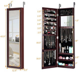 Mirror Jewelry Cabinet with Necklace Hooks-Dark Brown (Scratch and Dent)