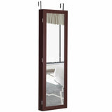 Mirror Jewelry Cabinet with Necklace Hooks-Dark Brown (Scratch and Dent)