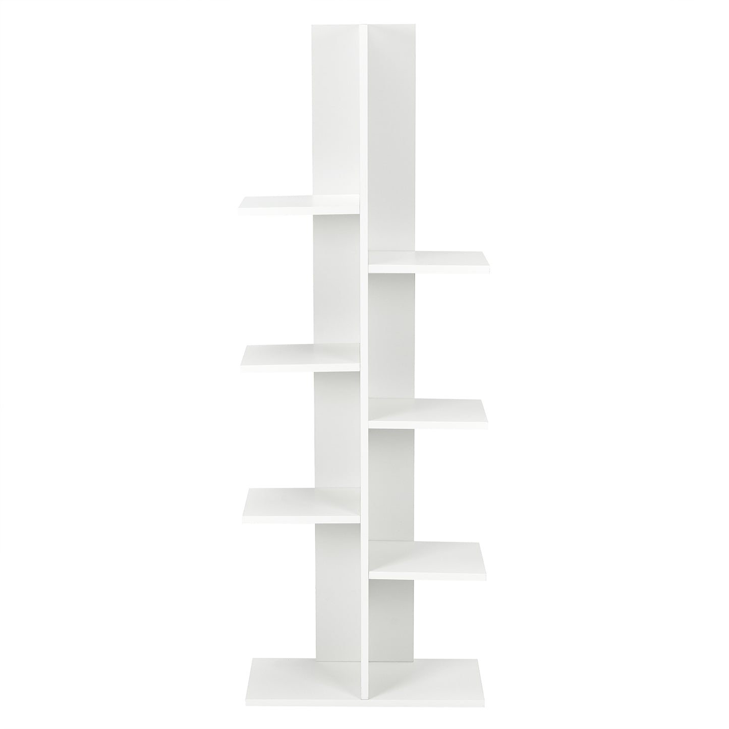 8-shelf Bookcase Freestanding Tree shelf Display Storage Stand- White - (1Box, Unassembled)