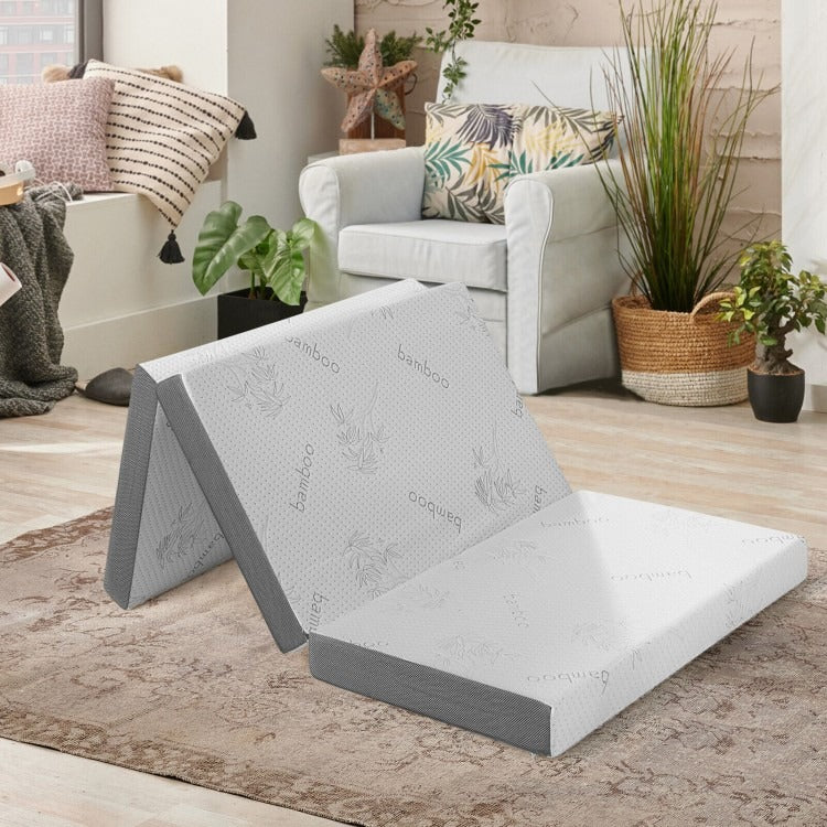 4 Inch Tri-fold Cool Gel Memory Foam Mattress - MEDIUM, Full