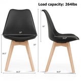 Set of 4 Modern High Backrest Dining Chairs with Wooden Legs, assembled