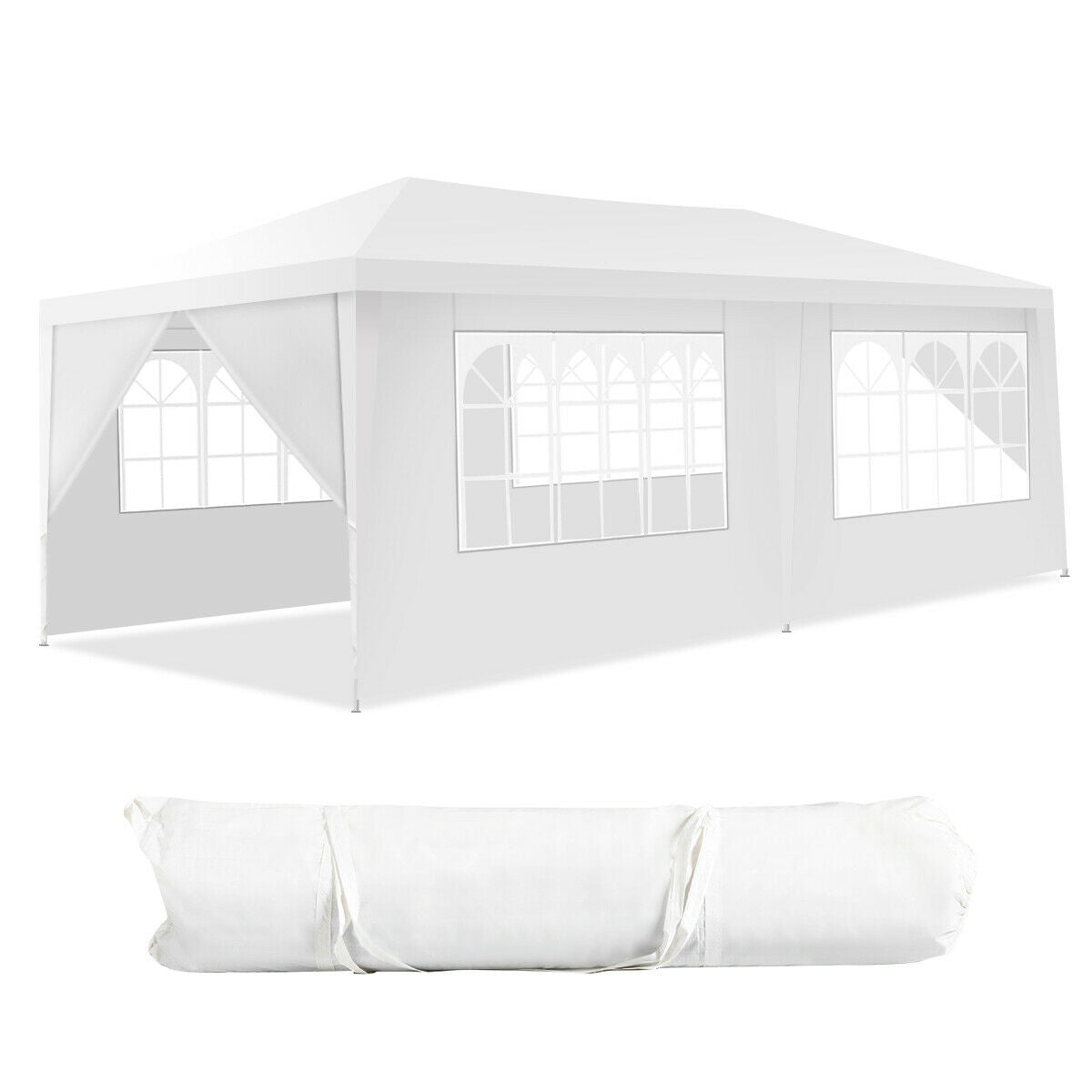 10 x 20 Feet 6 Sidewalls Canopy Tent with Carry Bag-White (1 Box, Unassembled)