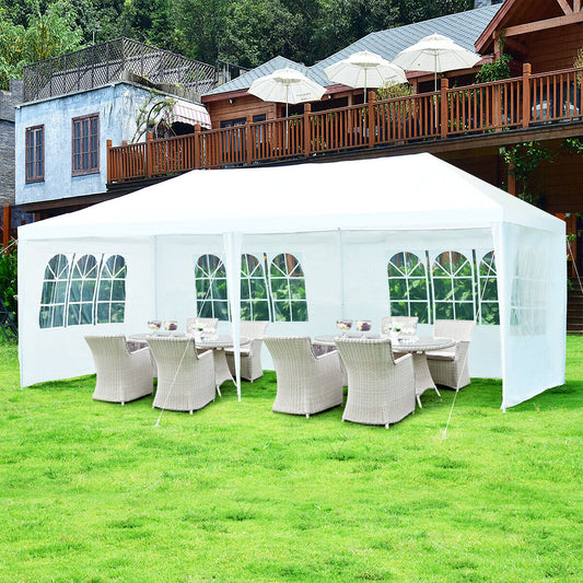 10 x 20 Feet 6 Sidewalls Canopy Tent with Carry Bag-White (1 Box, Unassembled)