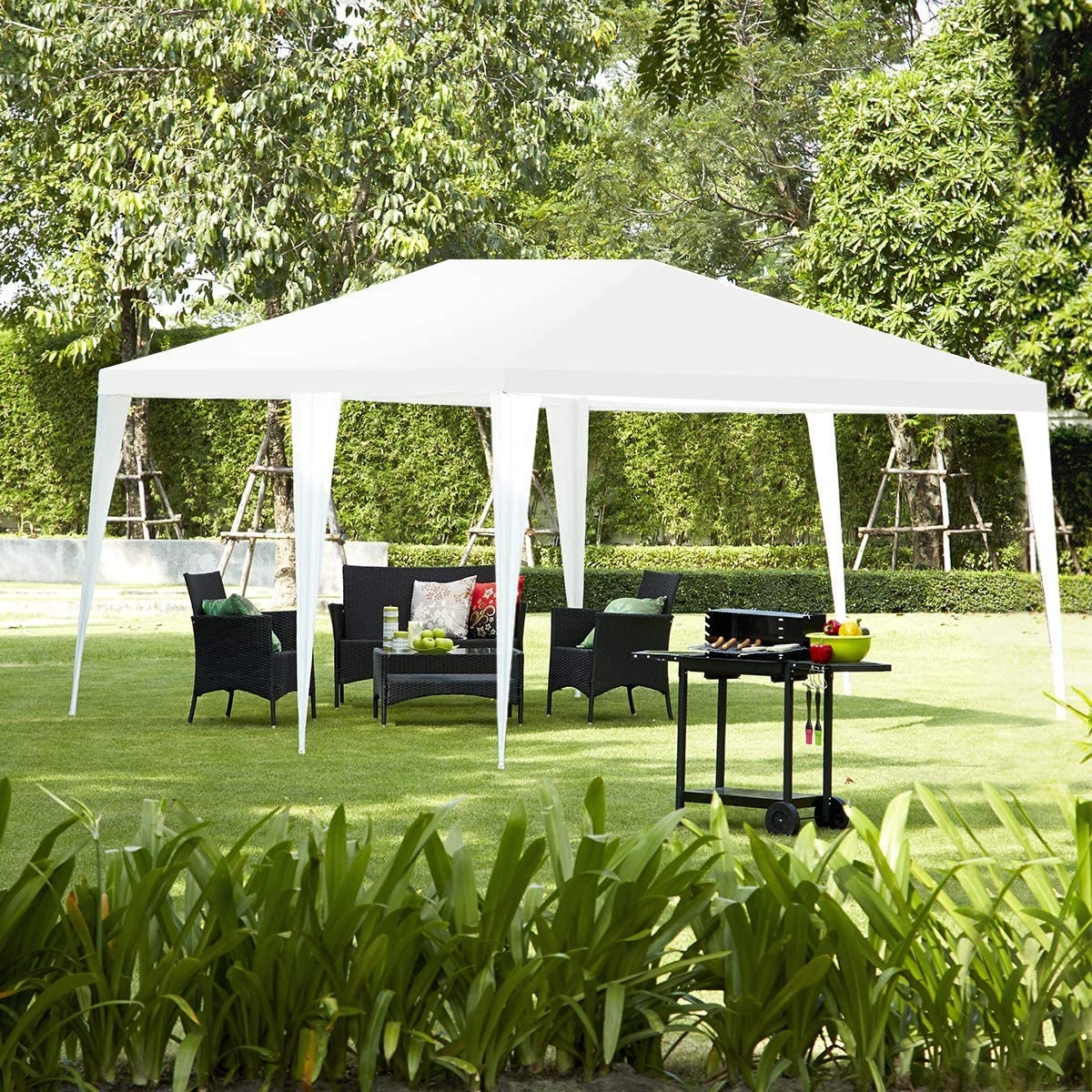 10 x 20 Feet 6 Sidewalls Canopy Tent with Carry Bag-White (1 Box, Unassembled)