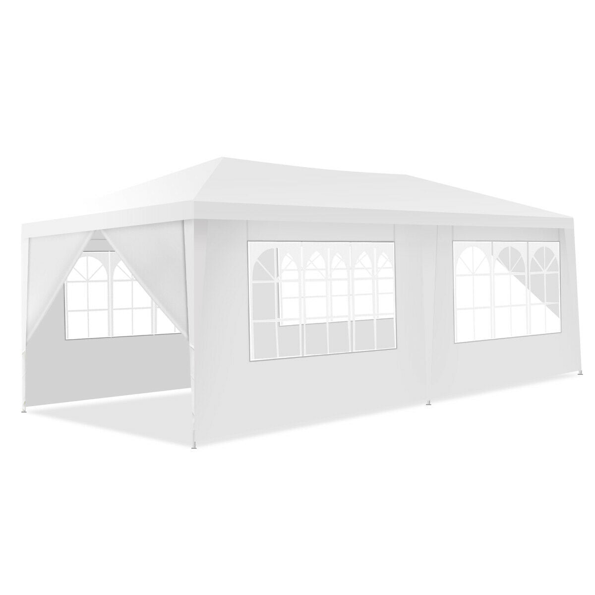 10 x 20 Feet 6 Sidewalls Canopy Tent with Carry Bag-White (1 Box, Unassembled)