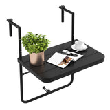 Folding Hanging Table with 3-Level Adjustable Height for Patio Balcony-Black