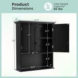 2-Door Wall Mount Bathroom Storage Cabinet with Open Shelf-Black, fully assembled