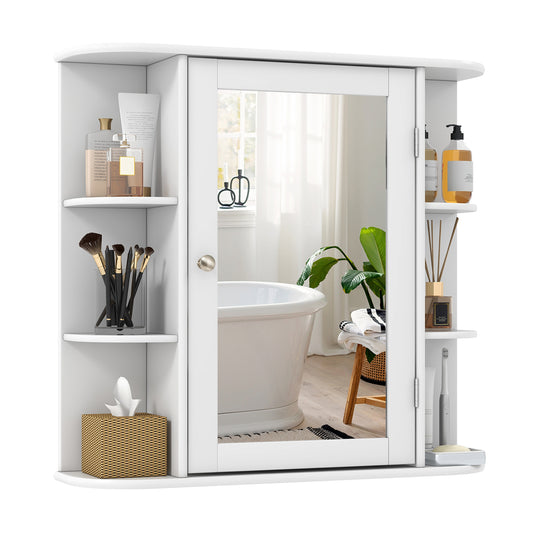 Multipurpose Mount Wall Mirror Bathroom Storage Cabinet-White *FULLY ASSEMBLED*