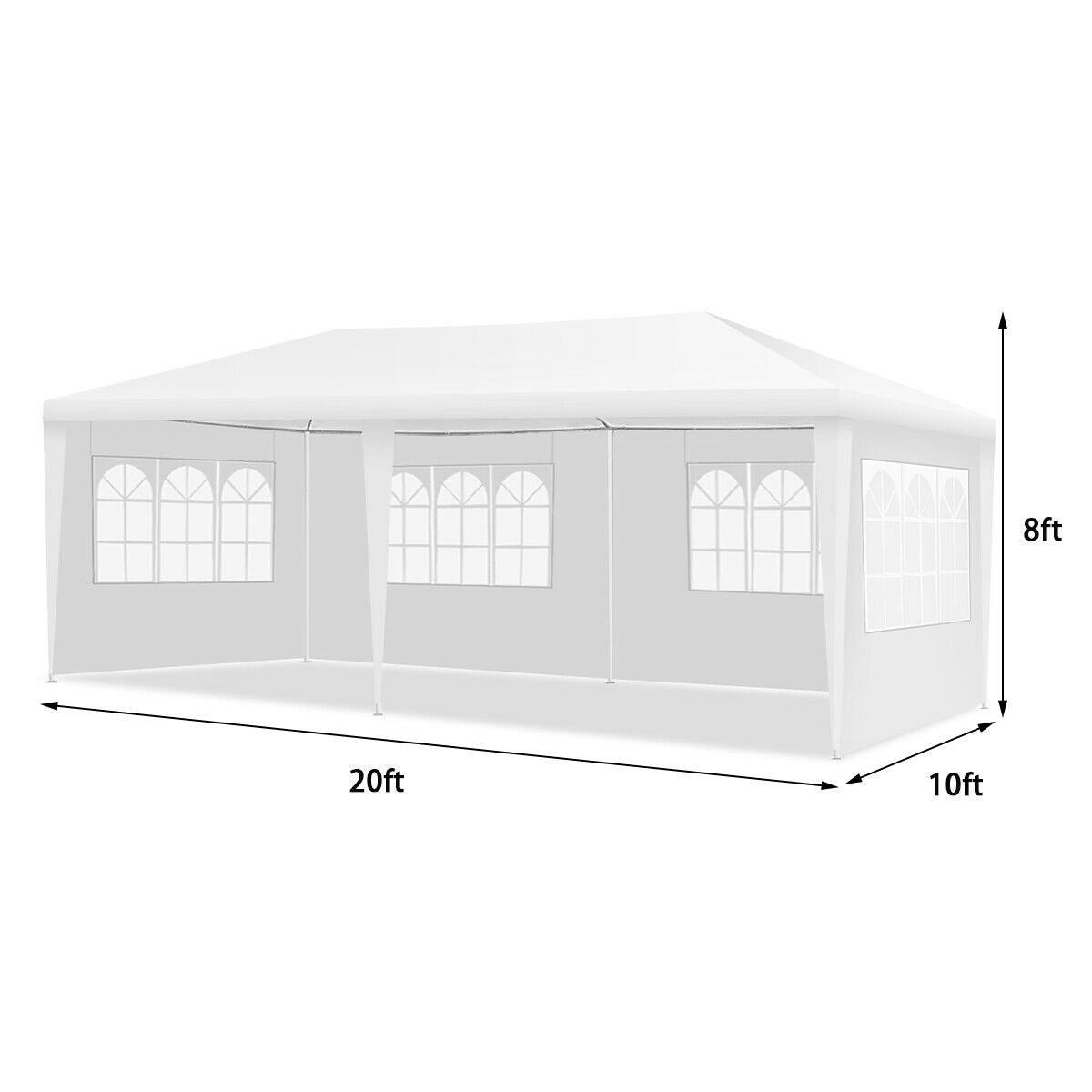 10 x 20 Feet Outdoor Party Wedding Canopy Tent with Removable Walls
