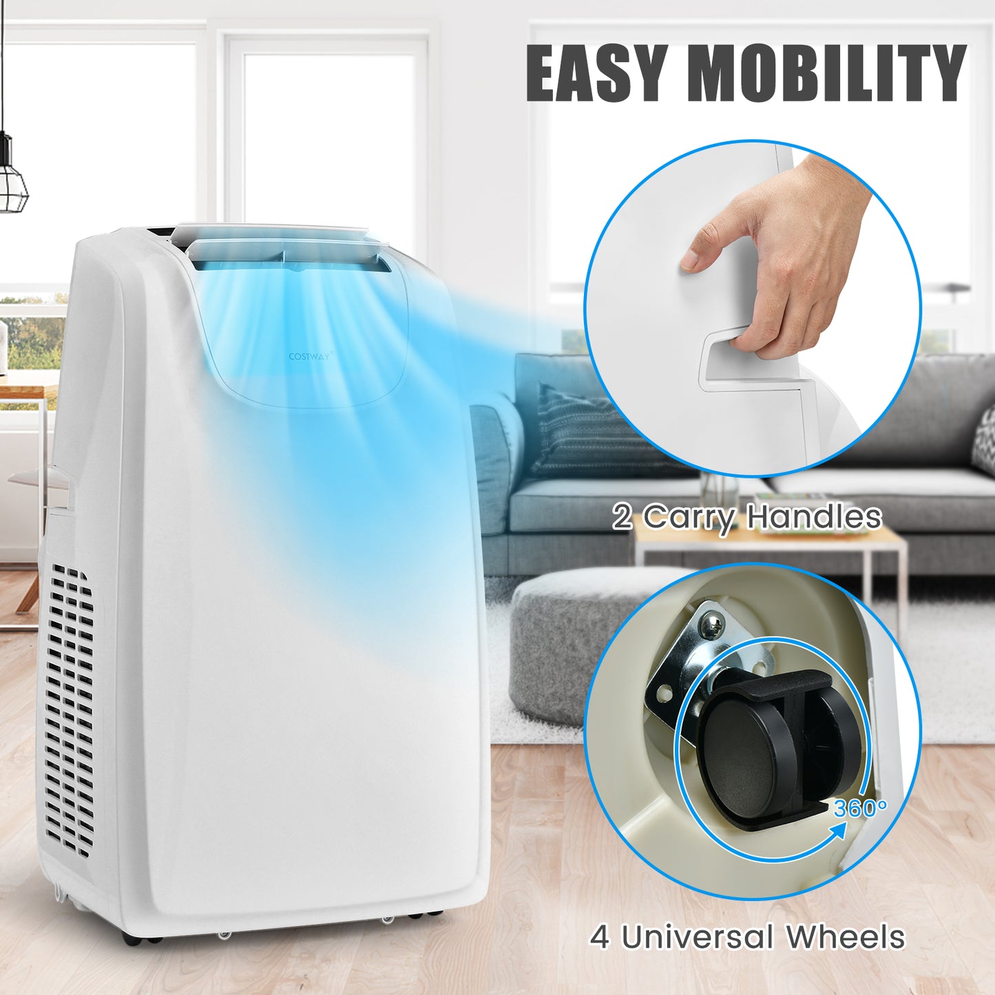 11500 BTU Dual Hose Portable Air Conditioner with Remote Control-White