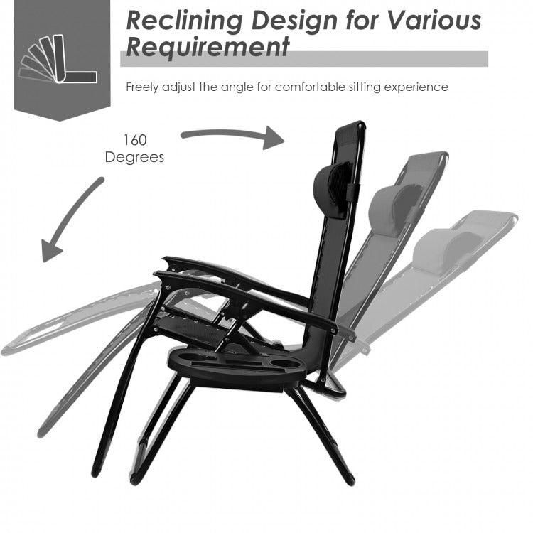 SPECIAL, Outdoor Folding Zero Gravity Reclining Lounge Chair with Utility Tray