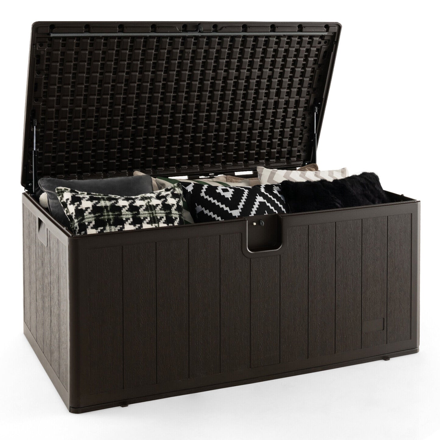 130 Gallon Patio All Weather Storage Container with Lockable Lid-Brown (Fully Assembled)