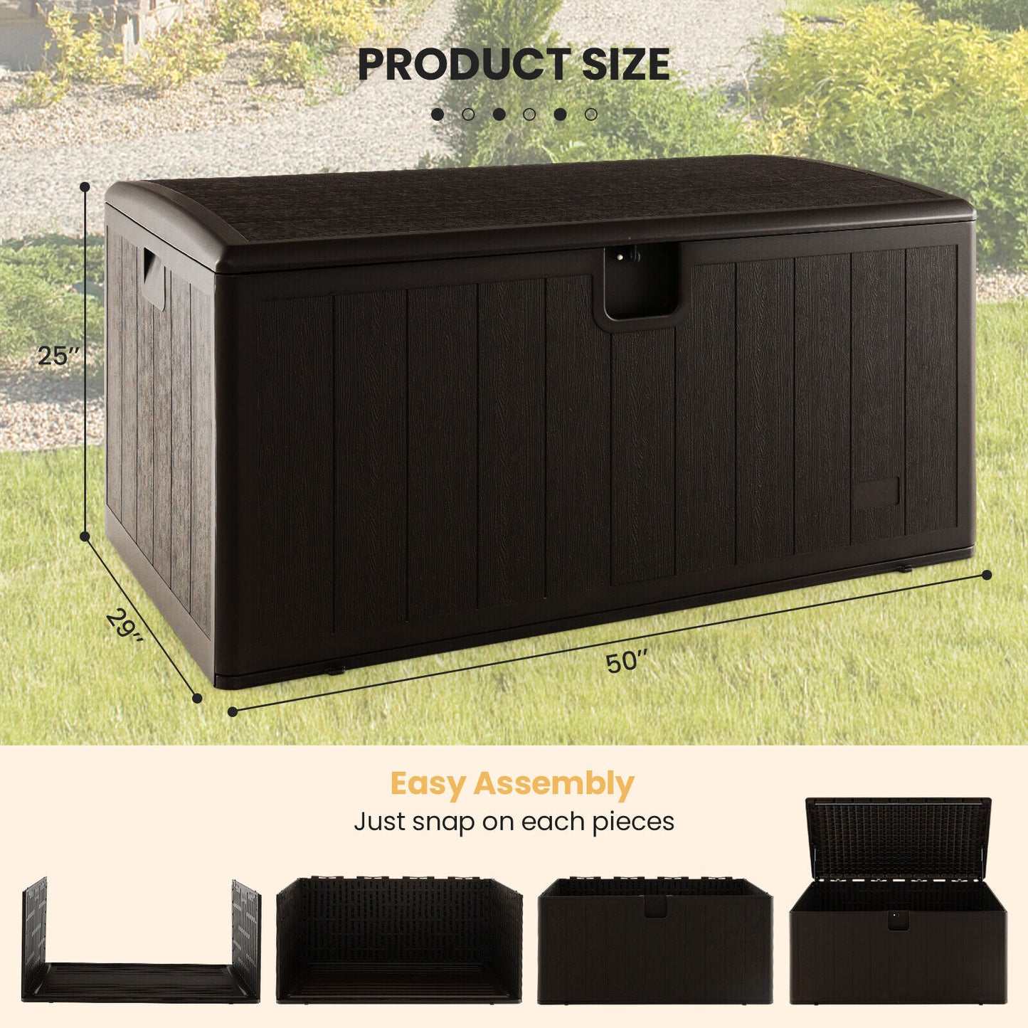 130 Gallon Patio All Weather Storage Container with Lockable Lid-Brown (Fully Assembled)