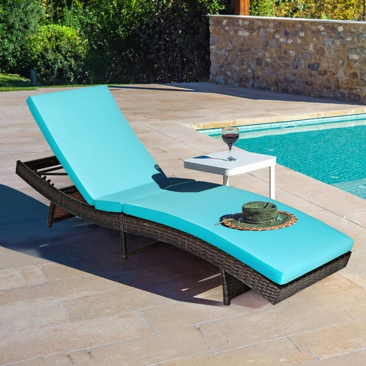 Patio Folding Chaise Lounge with 5 Adjustable Levels and Cushion *FULLY ASSEMBLED*