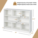 3-Tier Open Bookcase 8-Cube Floor Standing Storage Shelves Display Cabinet-White*fully assembled*