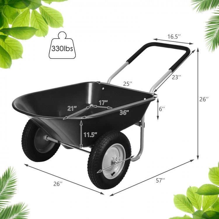 2 Tire Wheelbarrow Garden Cart, fully assembled