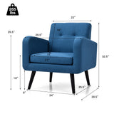 Modern Upholstered Comfy Accent Chair Single Sofa with Rubber Wood Legs-Navy