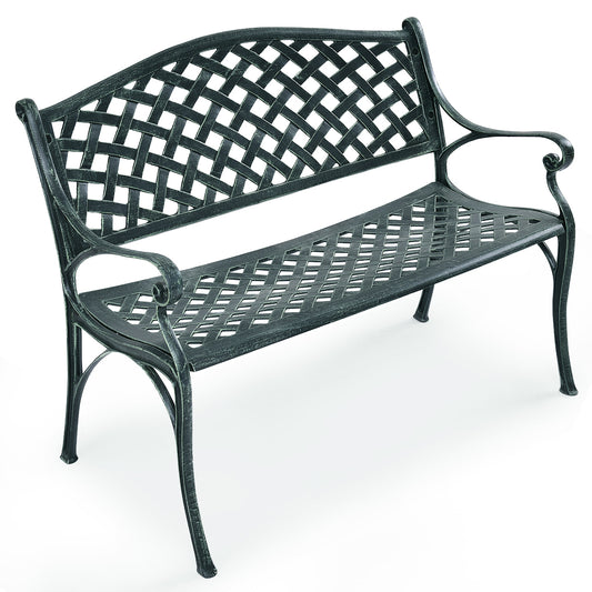 40 Inch Outdoor Aluminum Antique Garden Patio Bench - Fully Assembled
