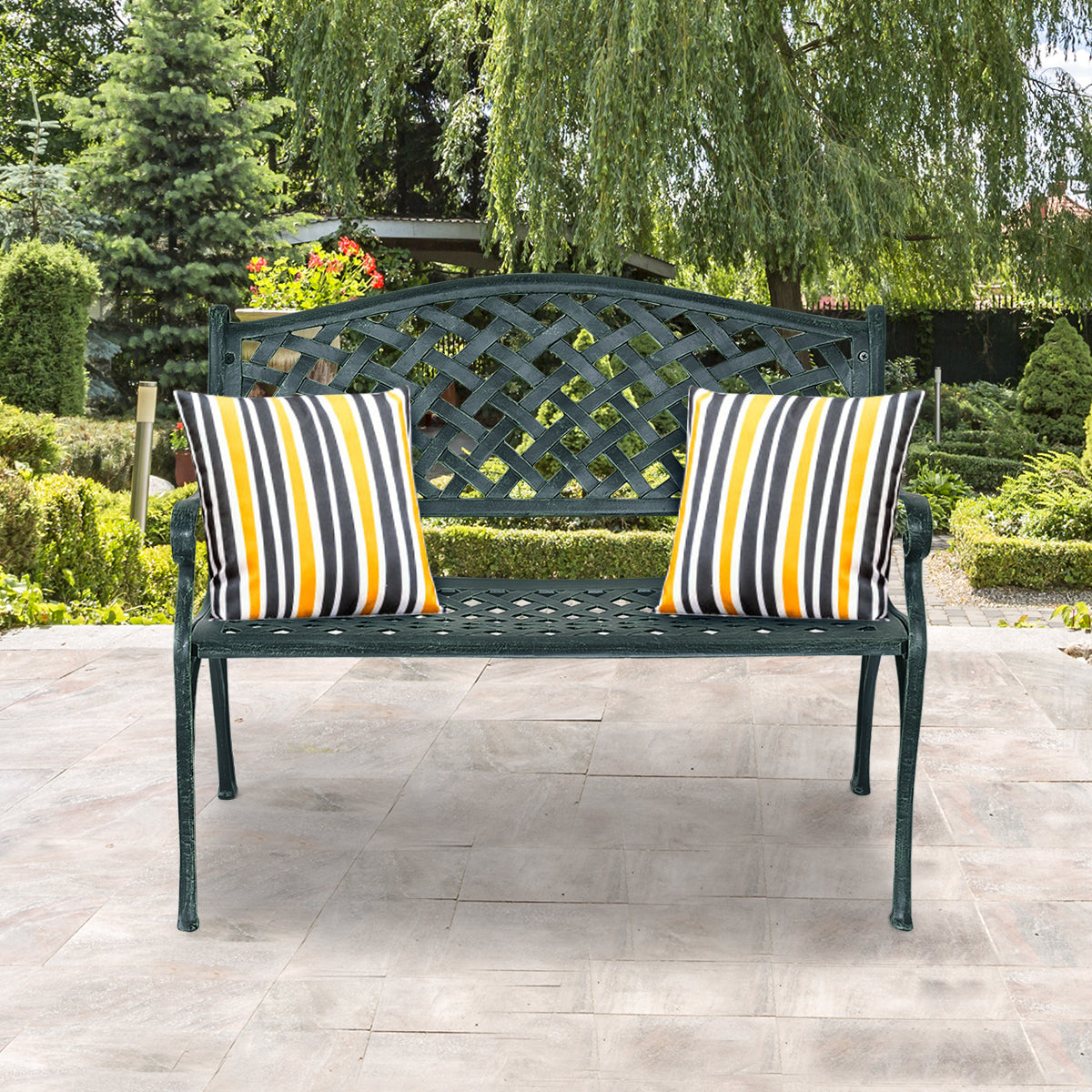 40 Inch Outdoor Aluminum Antique Garden Patio Bench - Fully Assembled