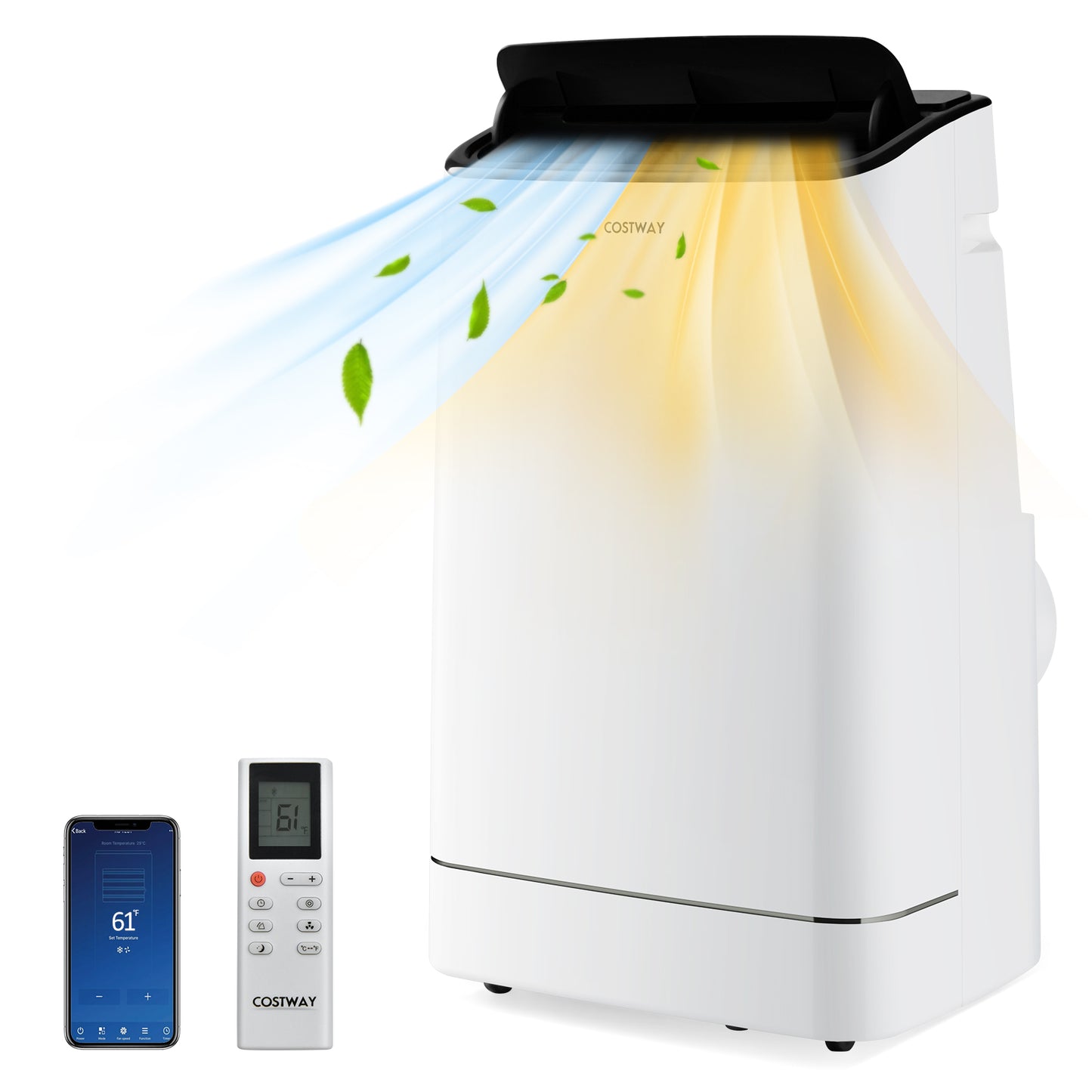 HEAT PUMP, 15000 BTU Portable Air Conditioner with Heat Pump and Auto Swing-White