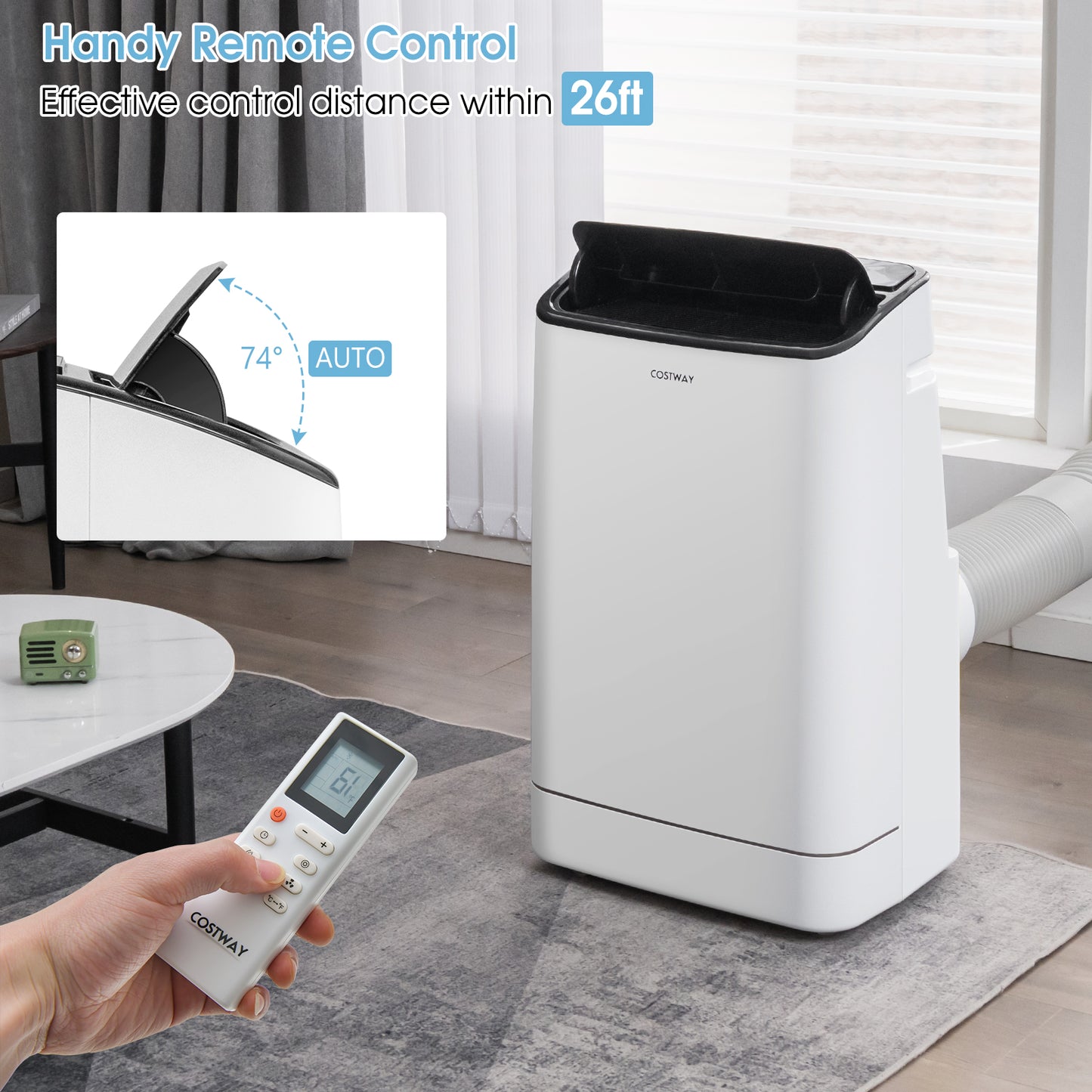 HEAT PUMP, 15000 BTU Portable Air Conditioner with Heat Pump and Auto Swing-White