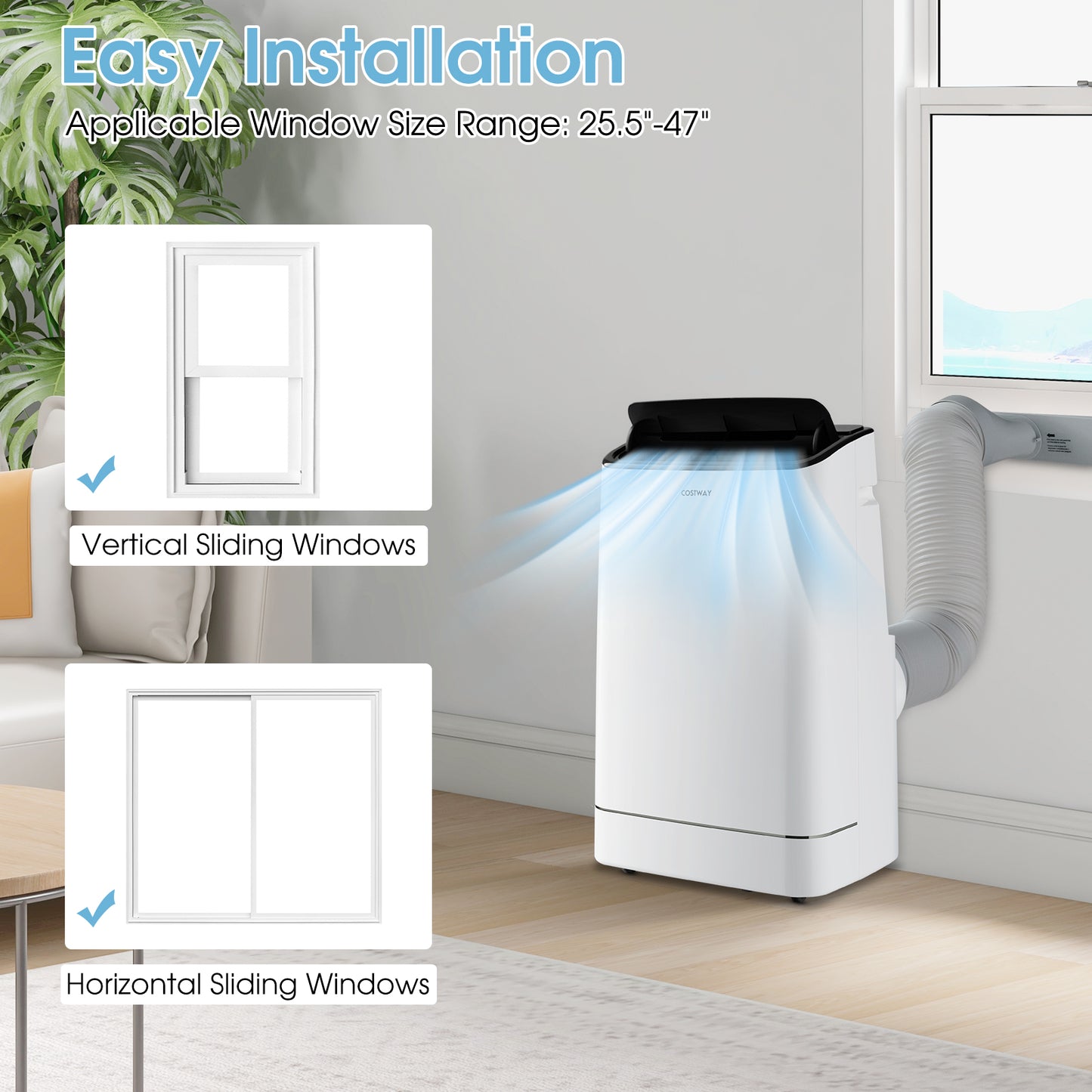 HEAT PUMP, 15000 BTU Portable Air Conditioner with Heat Pump and Auto Swing-White