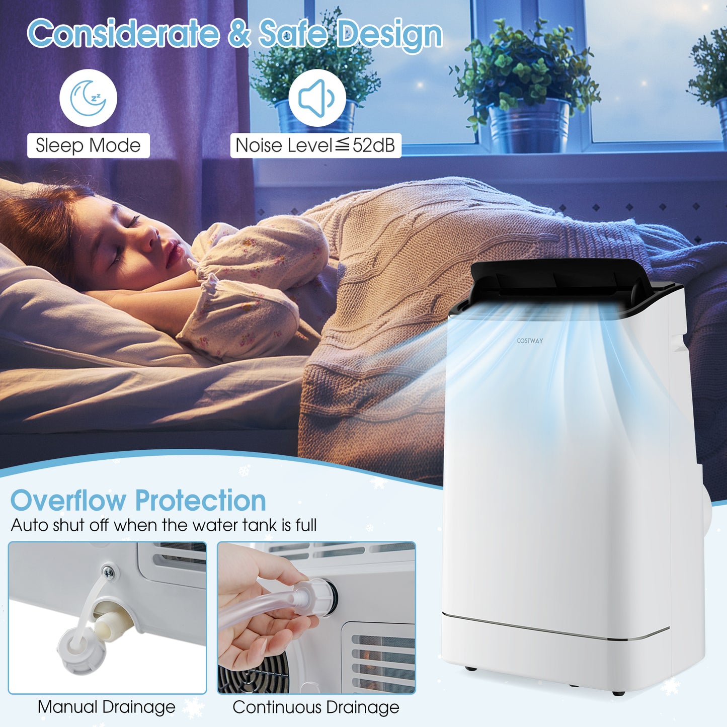 HEAT PUMP, 15000 BTU Portable Air Conditioner with Heat Pump and Auto Swing-White