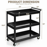 3-Tier Utility Cart Metal Mental Storage Service Trolley. fully assembled