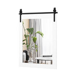 30 x 22 Inch Wall Mount Mirror with Wood Frame-White