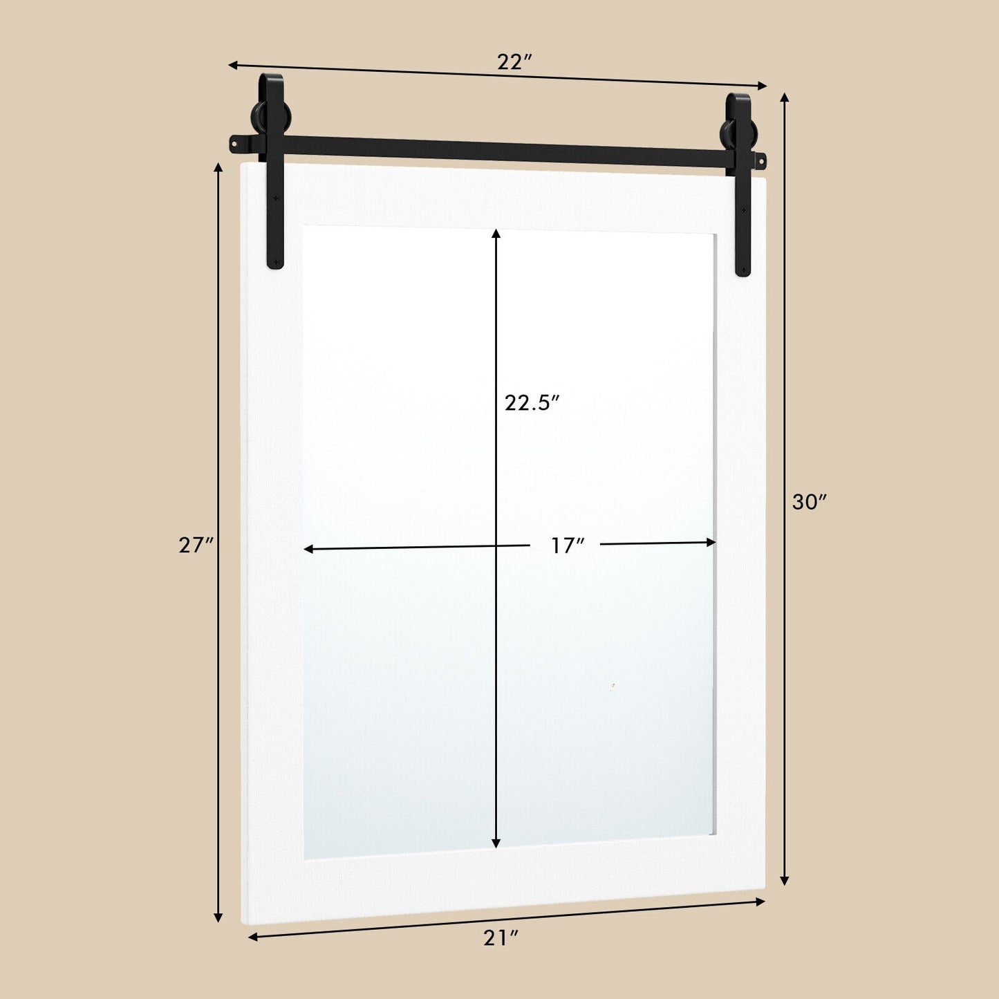 30 x 22 Inch Wall Mount Mirror with Wood Frame-White