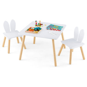 3 Pieces Kids Table and Chairs Set for Arts Crafts Snack Time-White