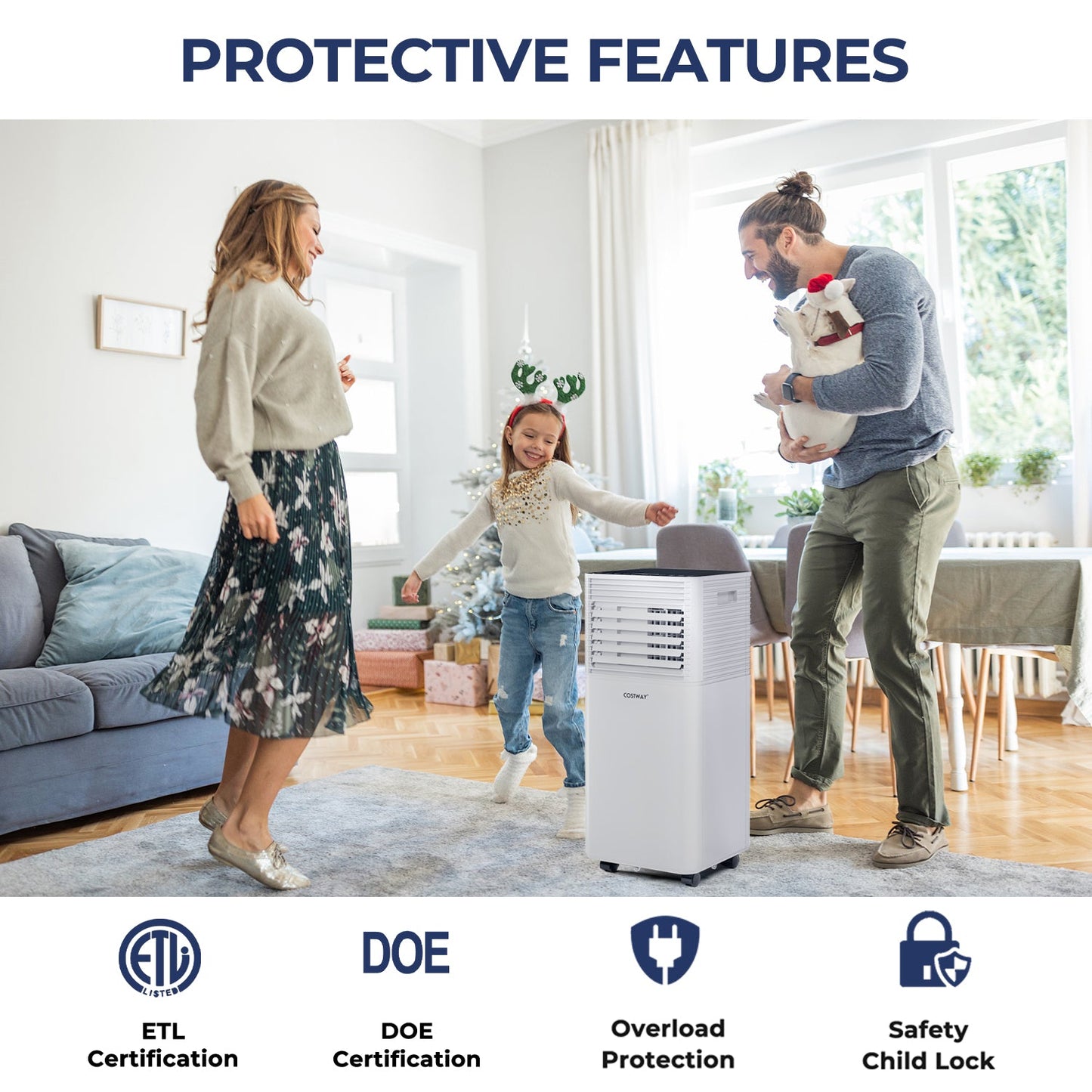 10000 BTU Air Conditioner with Fan and Dehumidifier Mode-Black