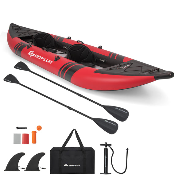 Inflatable 2-person Kayak Set with Aluminum Oars and Repair Kit-Red