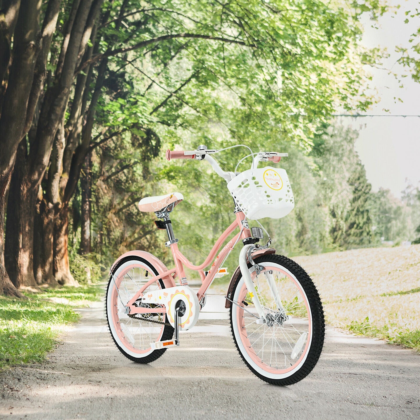 18 Inch Kids Adjustable Bike Toddlers with Training Wheels, Pink, Fully assembled
