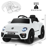 Volkswagen Beetle Kids Electric Ride On Car with Remote Control-White (Scratch and Dent)