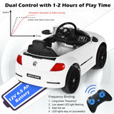 Volkswagen Beetle Kids Electric Ride On Car with Remote Control-White (Scratch and Dent)