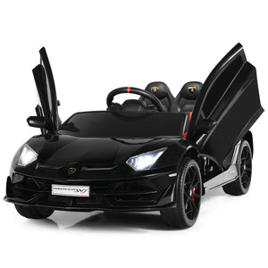 12 V Licensed Lamborghini SVJ RC Kids Ride On Car with Trunk and Music-Black, assembled