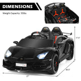 12 V Licensed Lamborghini SVJ RC Kids Ride On Car with Trunk and Music-Black, assembled