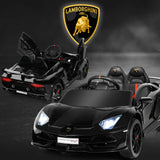 12 V Licensed Lamborghini SVJ RC Kids Ride On Car with Trunk and Music-Black, assembled