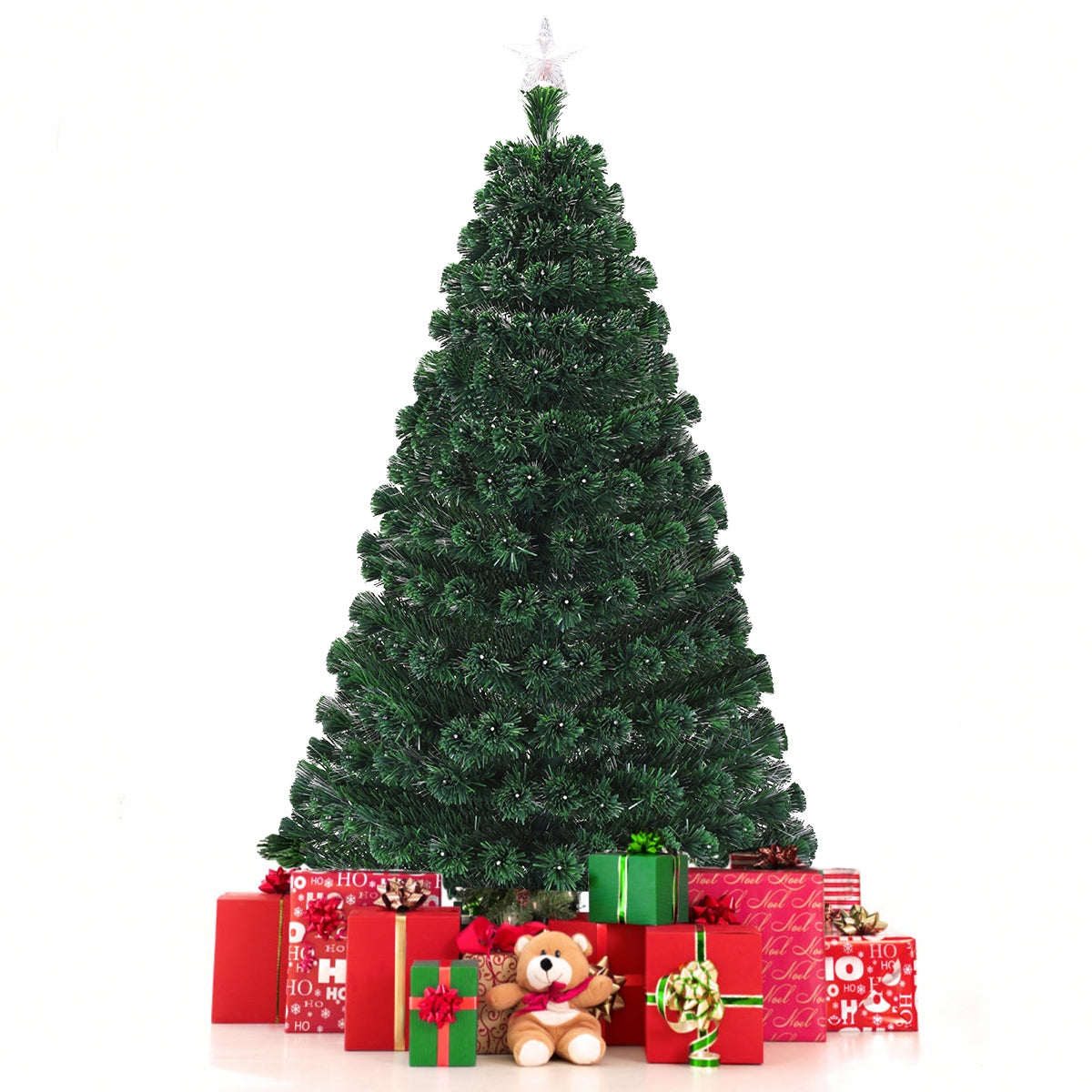 6 Feet Multicolor Artificial Christmas Tree with LED Light and Metal Stand-6'