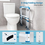 Toilet Safety Rail with Adjustable Height for Elderly-Blue (1 box, Unassembled)