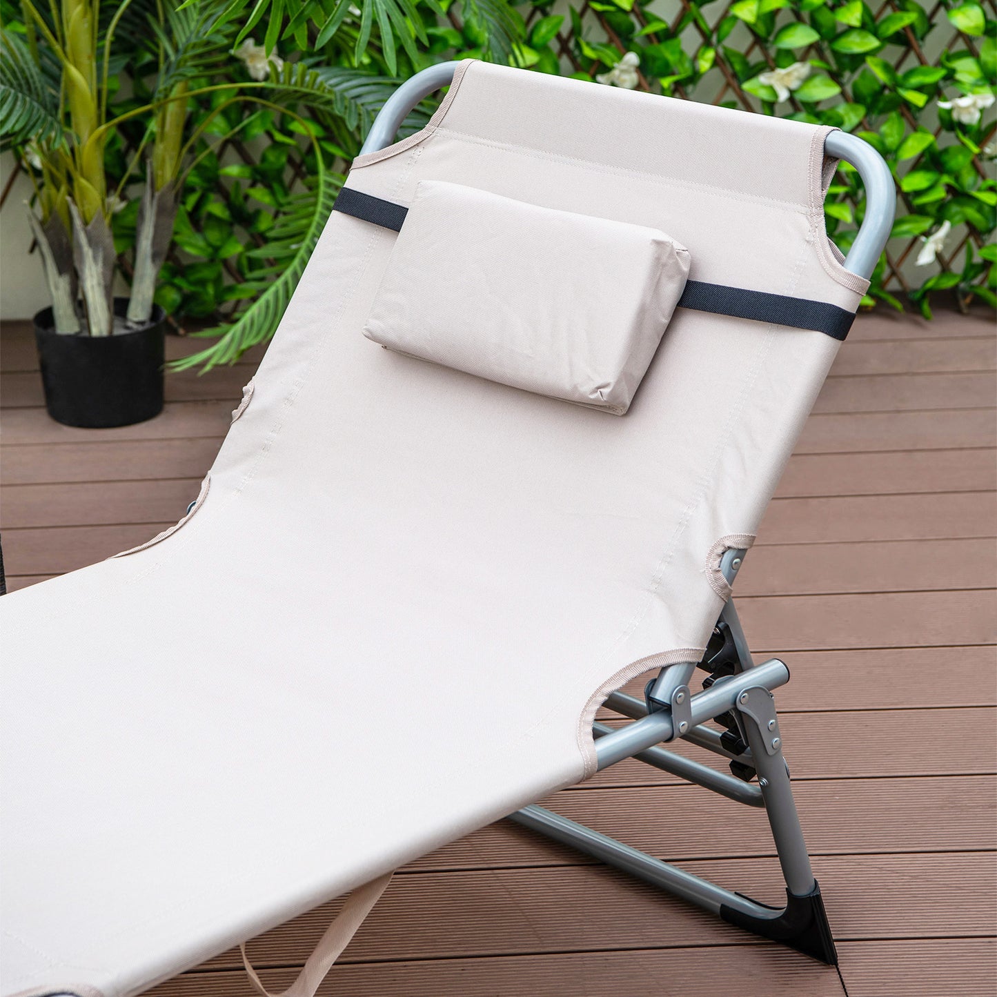 5-position Outdoor Folding Chaise Lounge Chair- OURS IS PINK